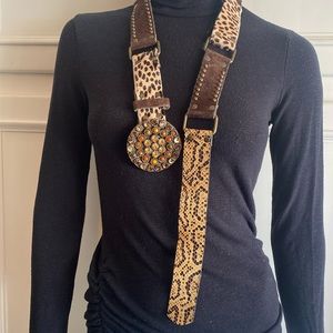 LEATHEROCK animal print studded belt